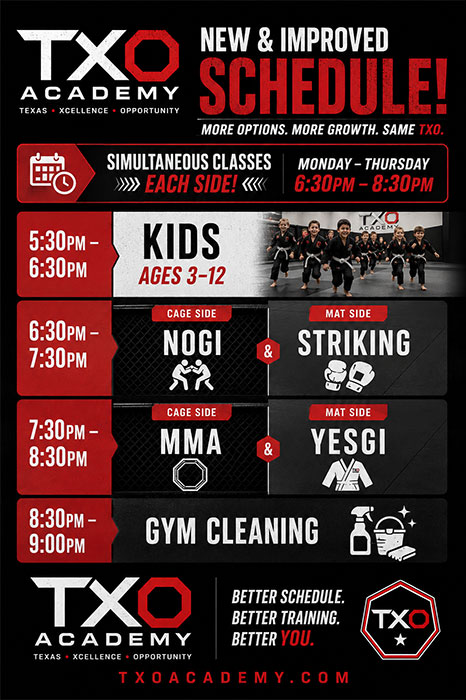 TXO Class Schedule Flyer